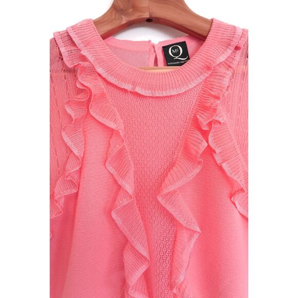 ALEXANDER MCQUEEN Silk Pointelle Knit Lace Flounce Ruffle Dress Italy L $2990 - Picture 5 of 16